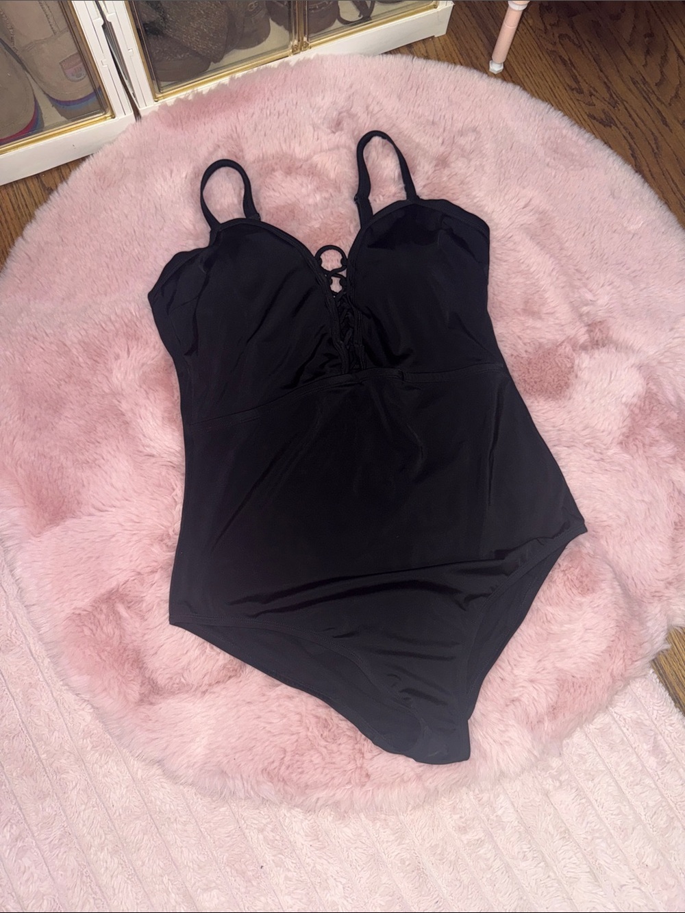 torrid Black Lace-Up Swim One-Piece